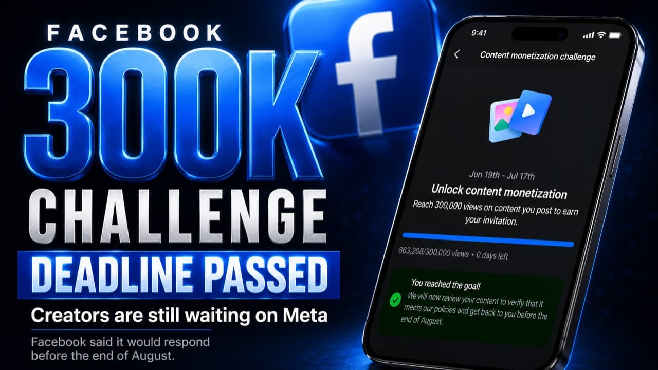 Facebook 300K Challenge Deadline Passed graphic showing Kentucky Crime Watch’s 863,208-view completion result