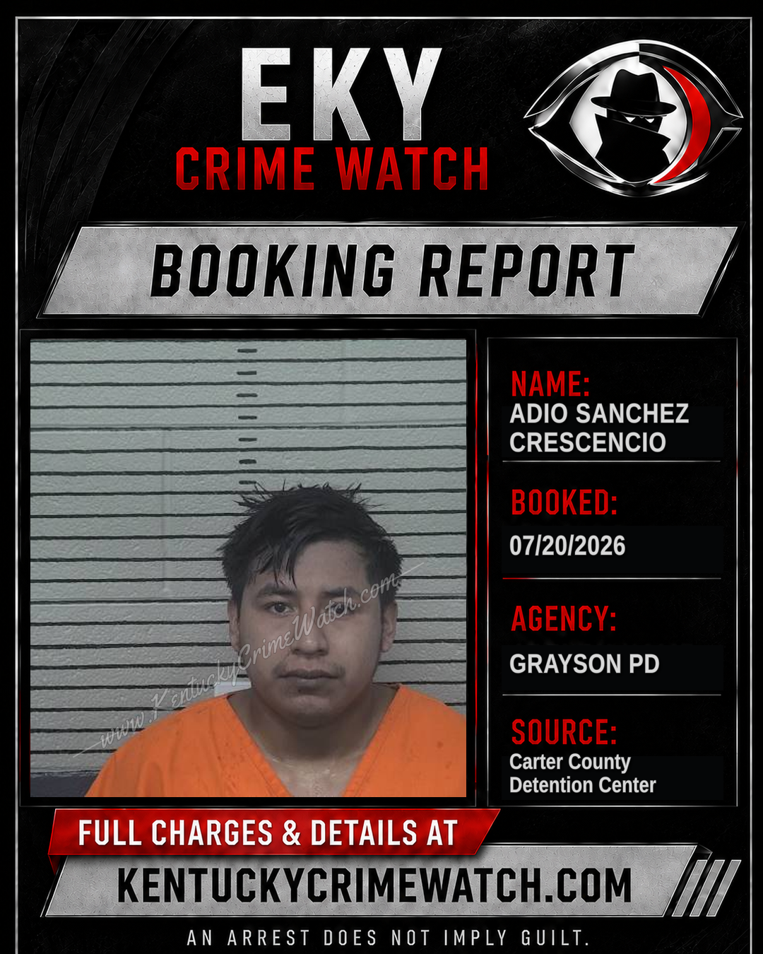 ADIO SANCHEZ CRESCENCIO booking report card