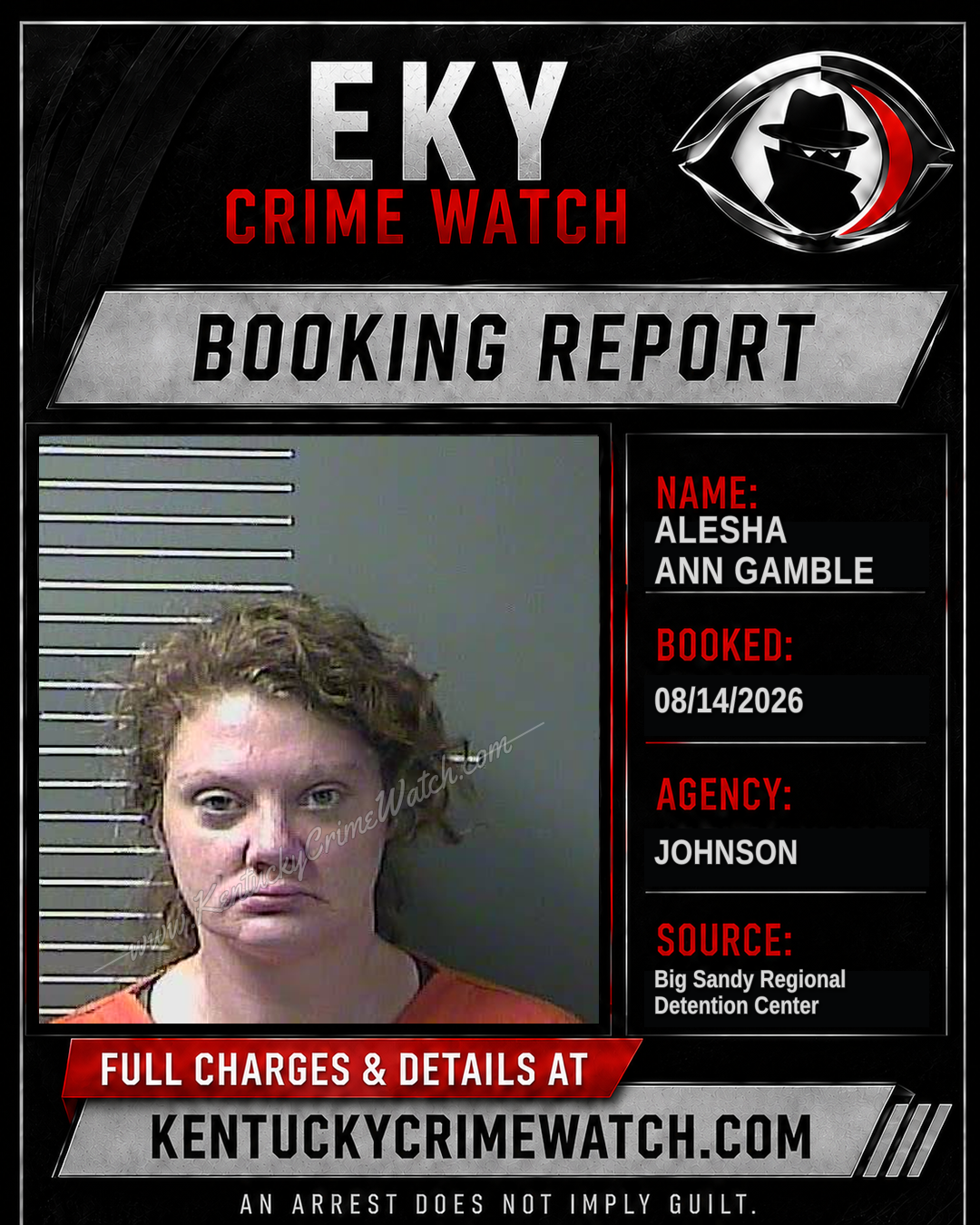 ALESHA ANN GAMBLE booking report card