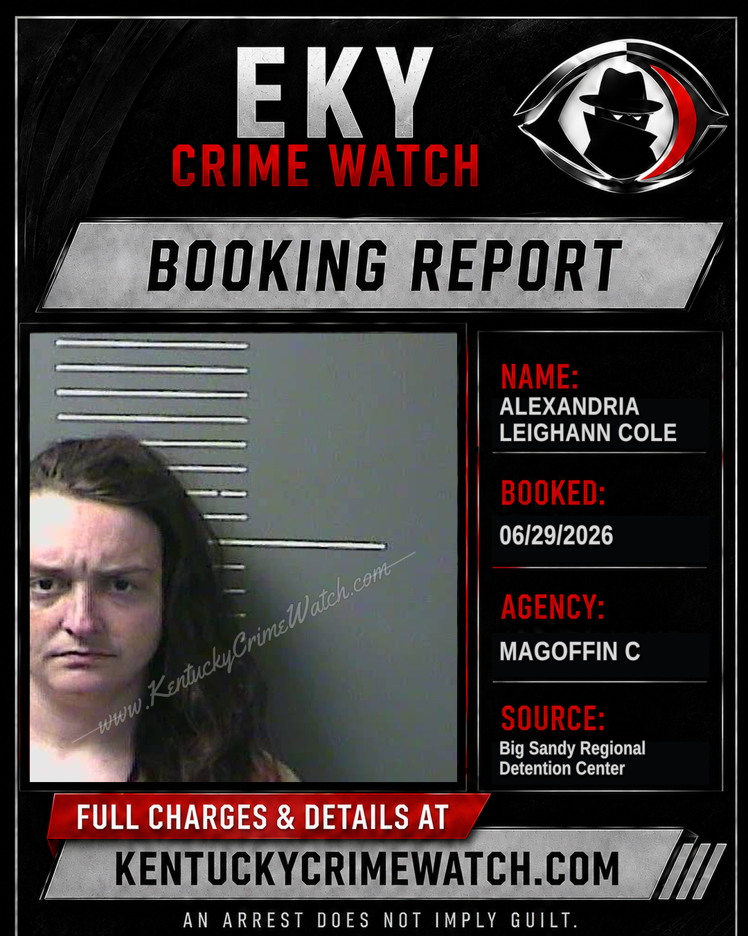 ALEXANDRIA LEIGHANN COLE booking report card