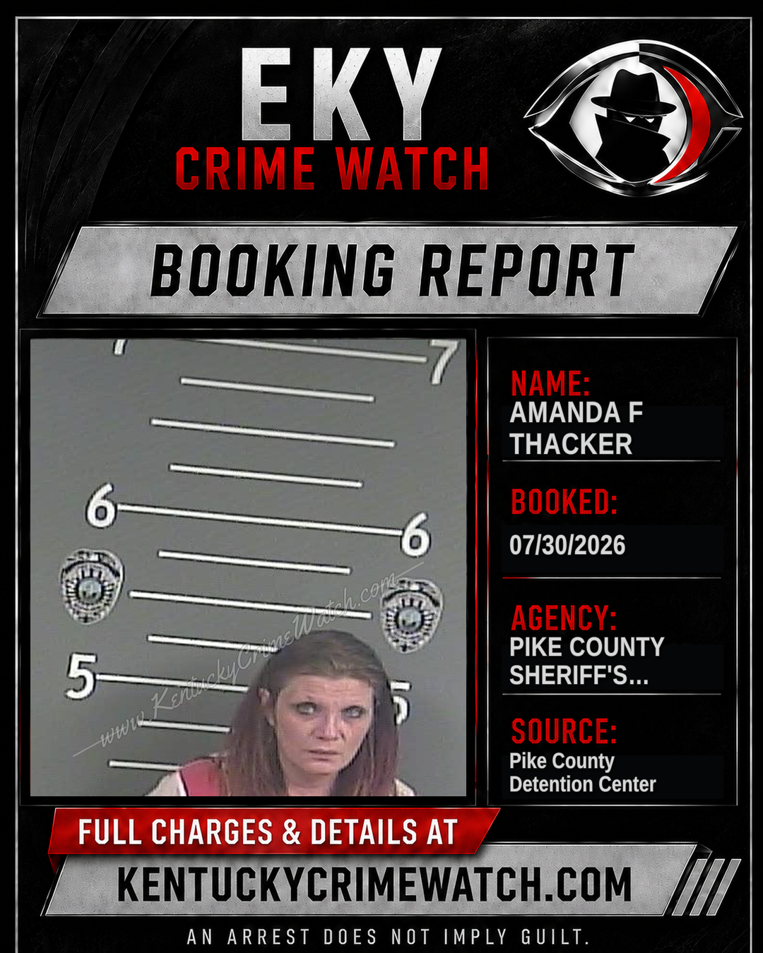AMANDA F THACKER booking report card