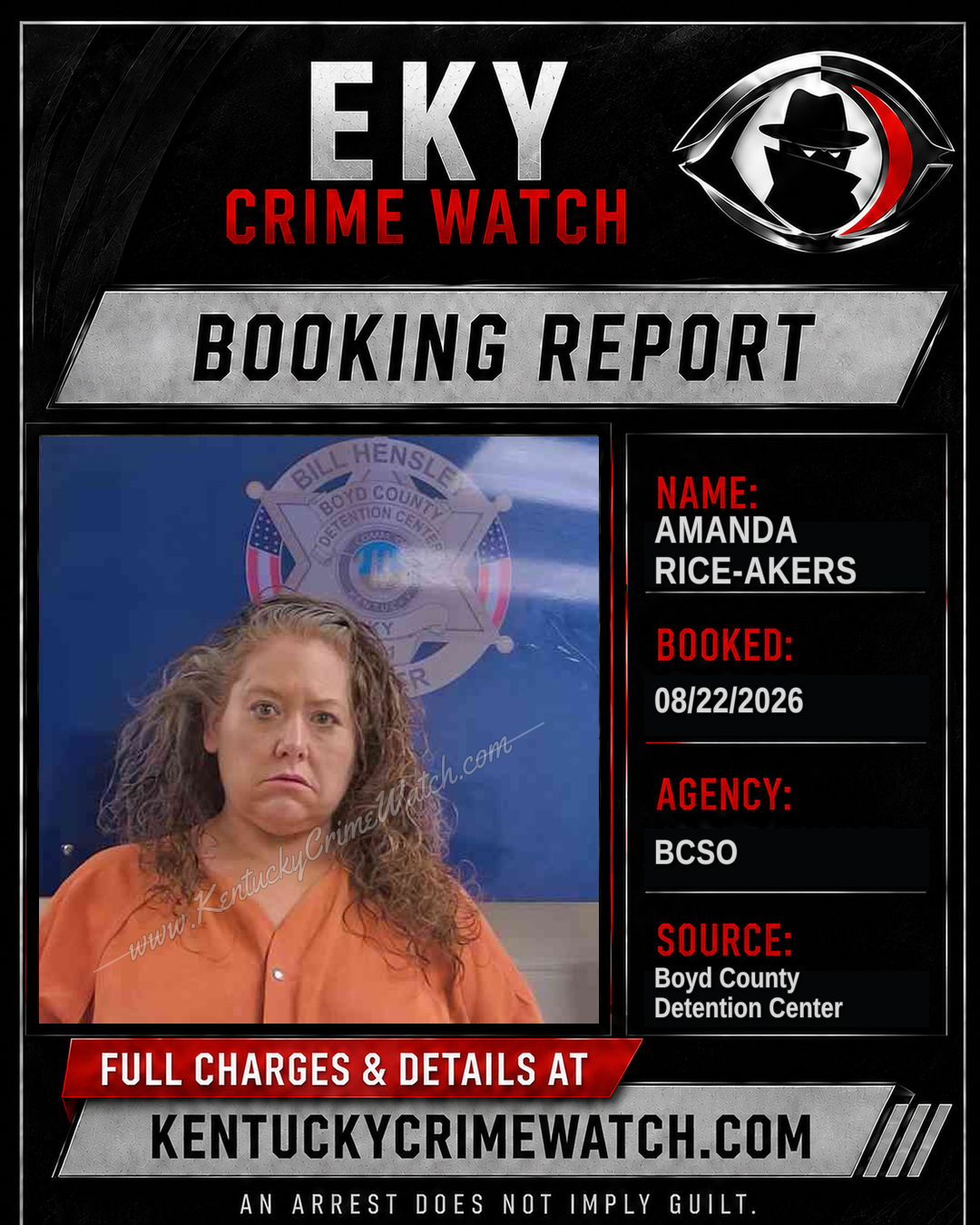 AMANDA RICE-AKERS booking report card