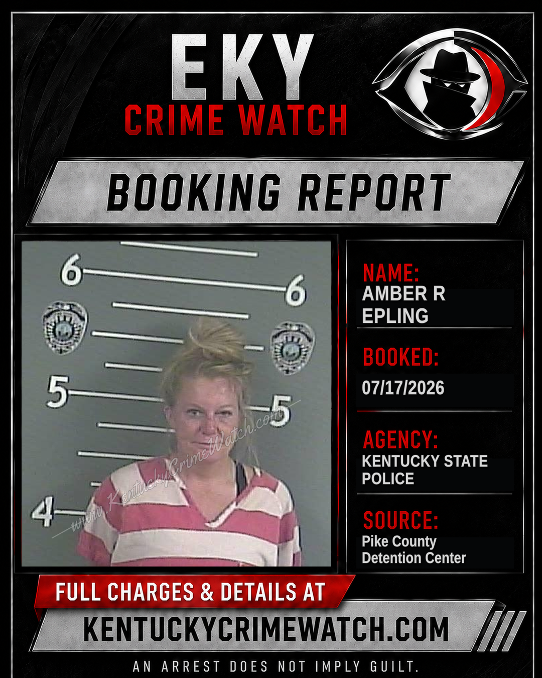 AMBER R EPLING booking report card