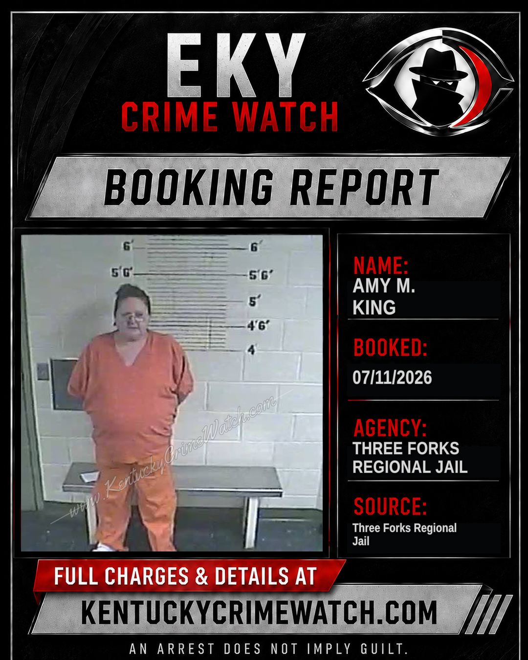 Amy M. King booking report card