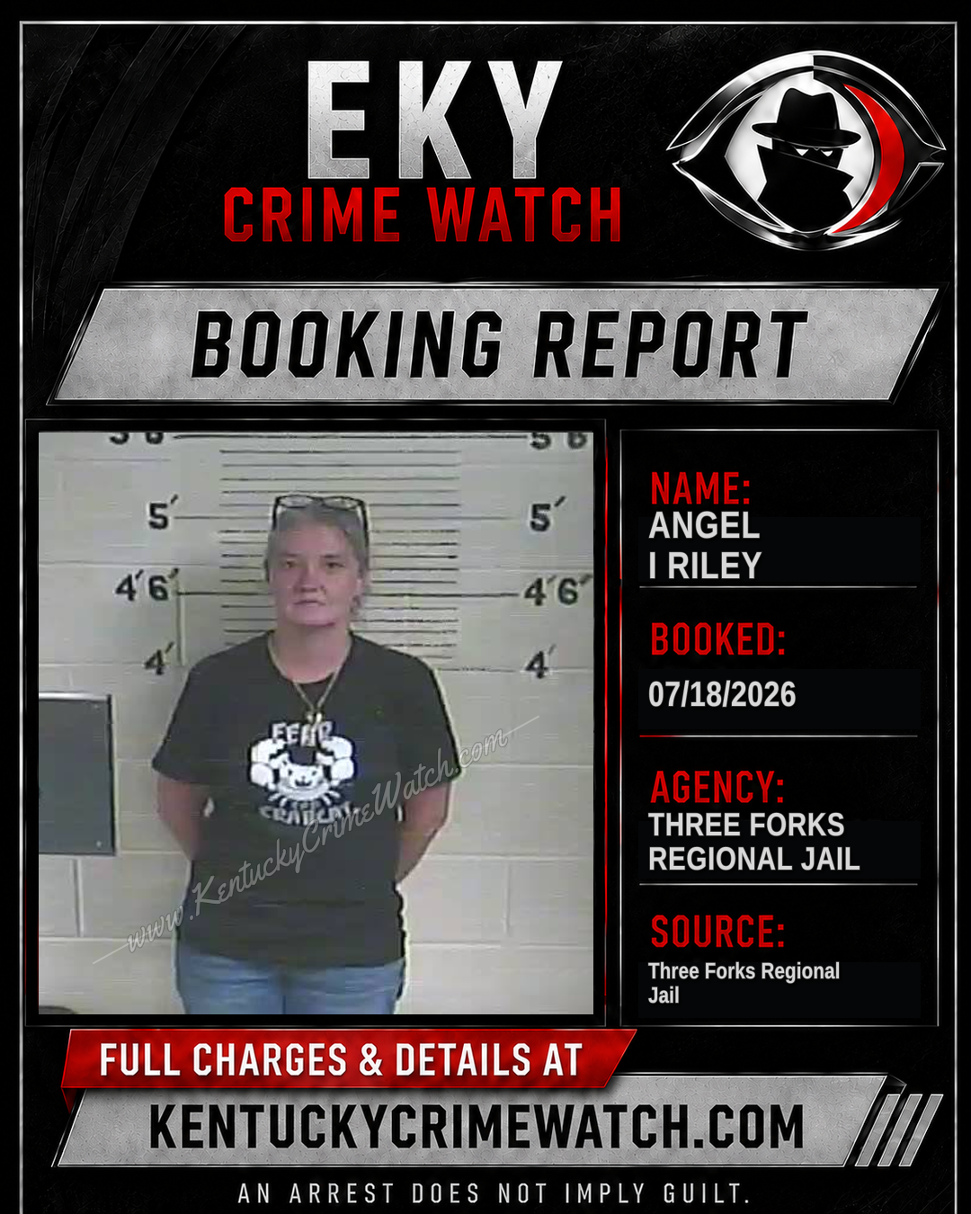 Angel I Riley booking report card