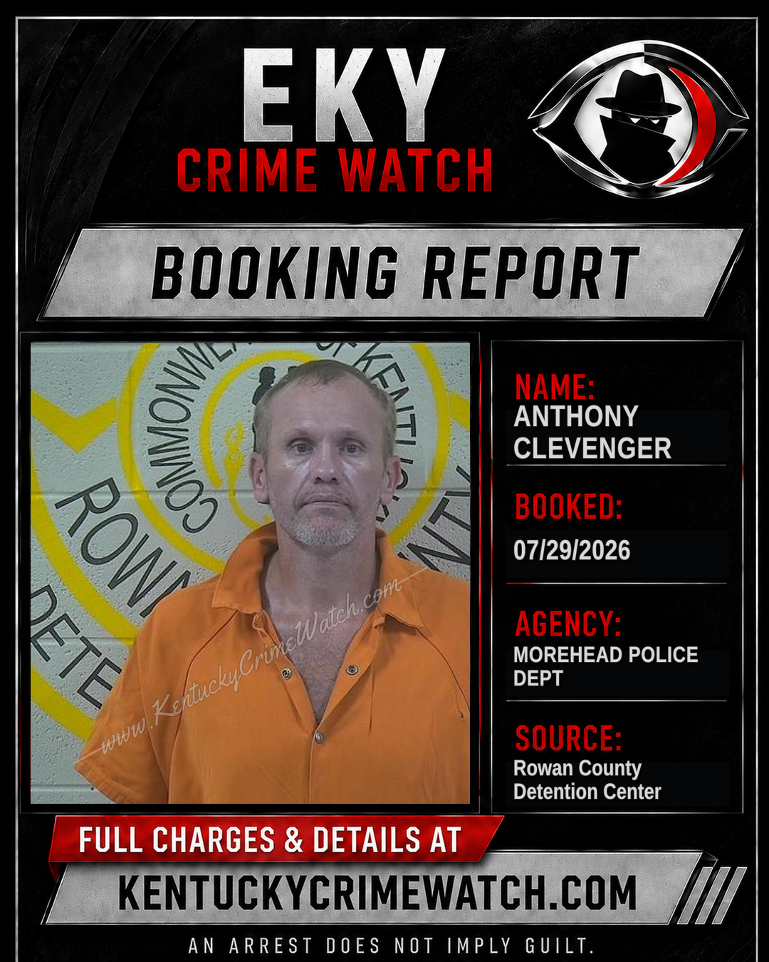 ANTHONY CLEVENGER booking report card