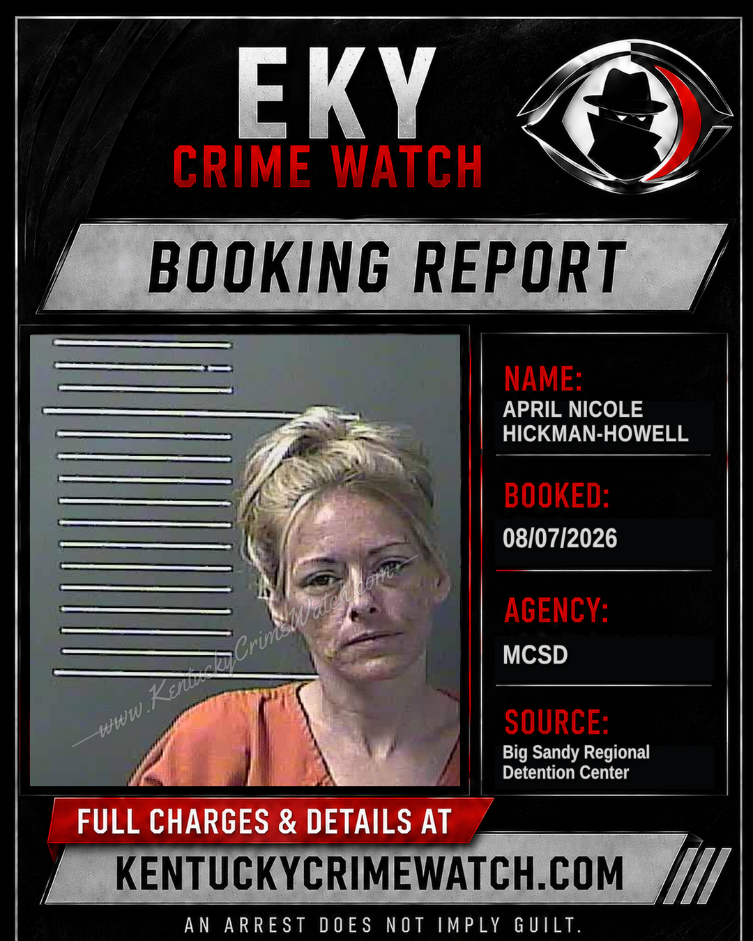 APRIL NICOLE HICKMAN-HOWELL booking report card