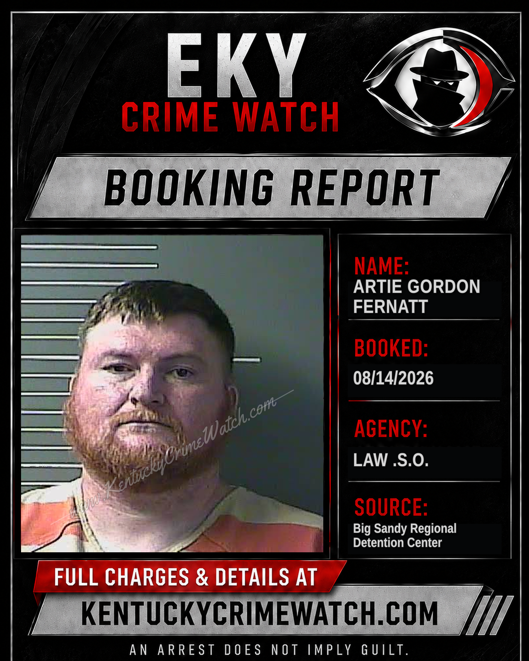 ARTIE GORDON FERNATT booking report card