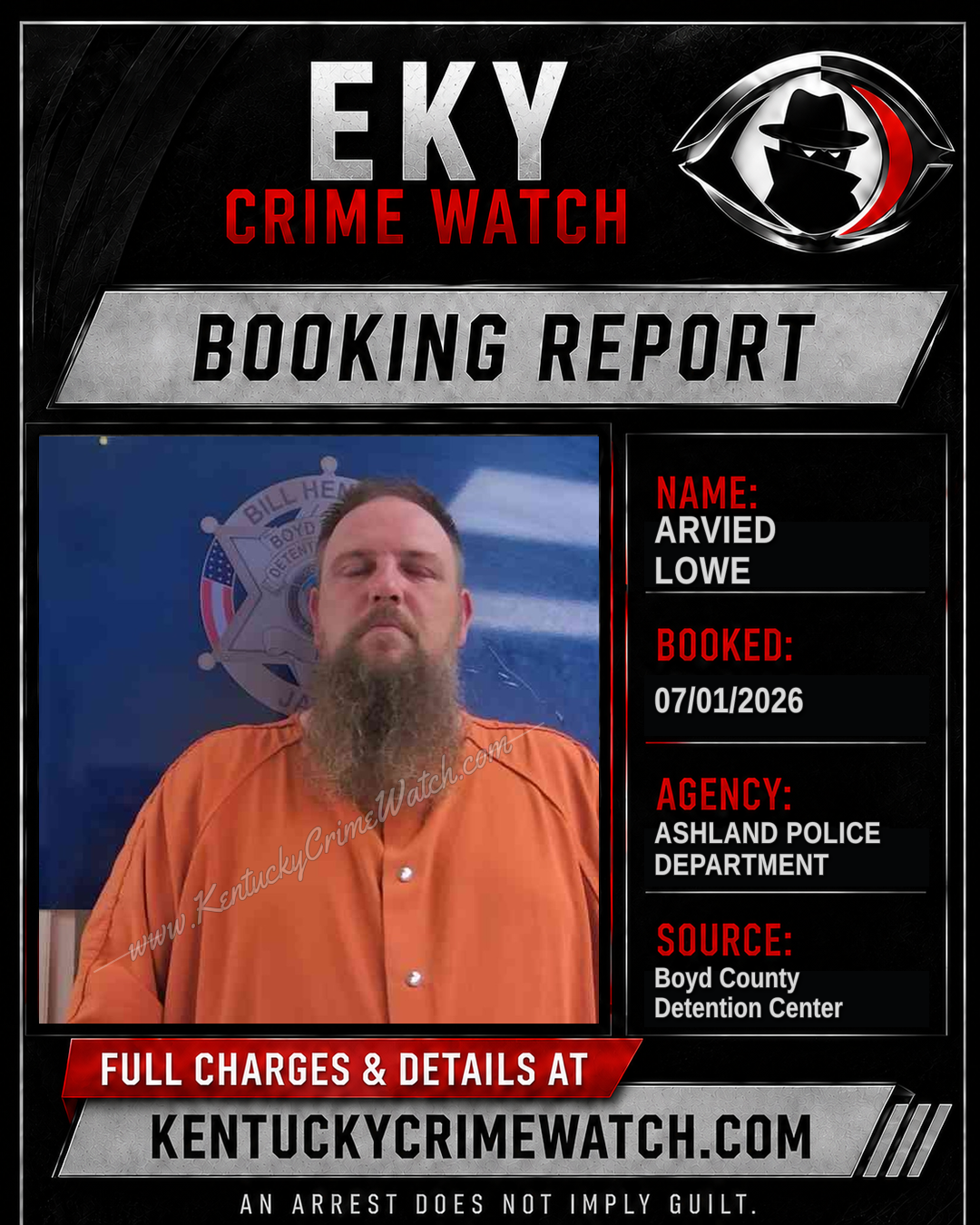 ARVIED LOWE booking report card