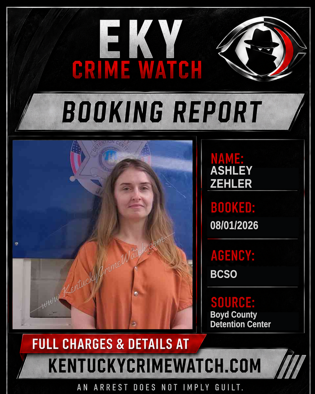 ASHLEY ZEHLER booking report card