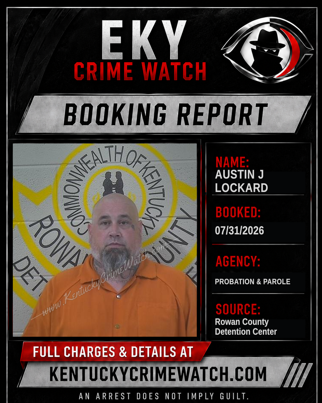 AUSTIN J LOCKARD booking report card