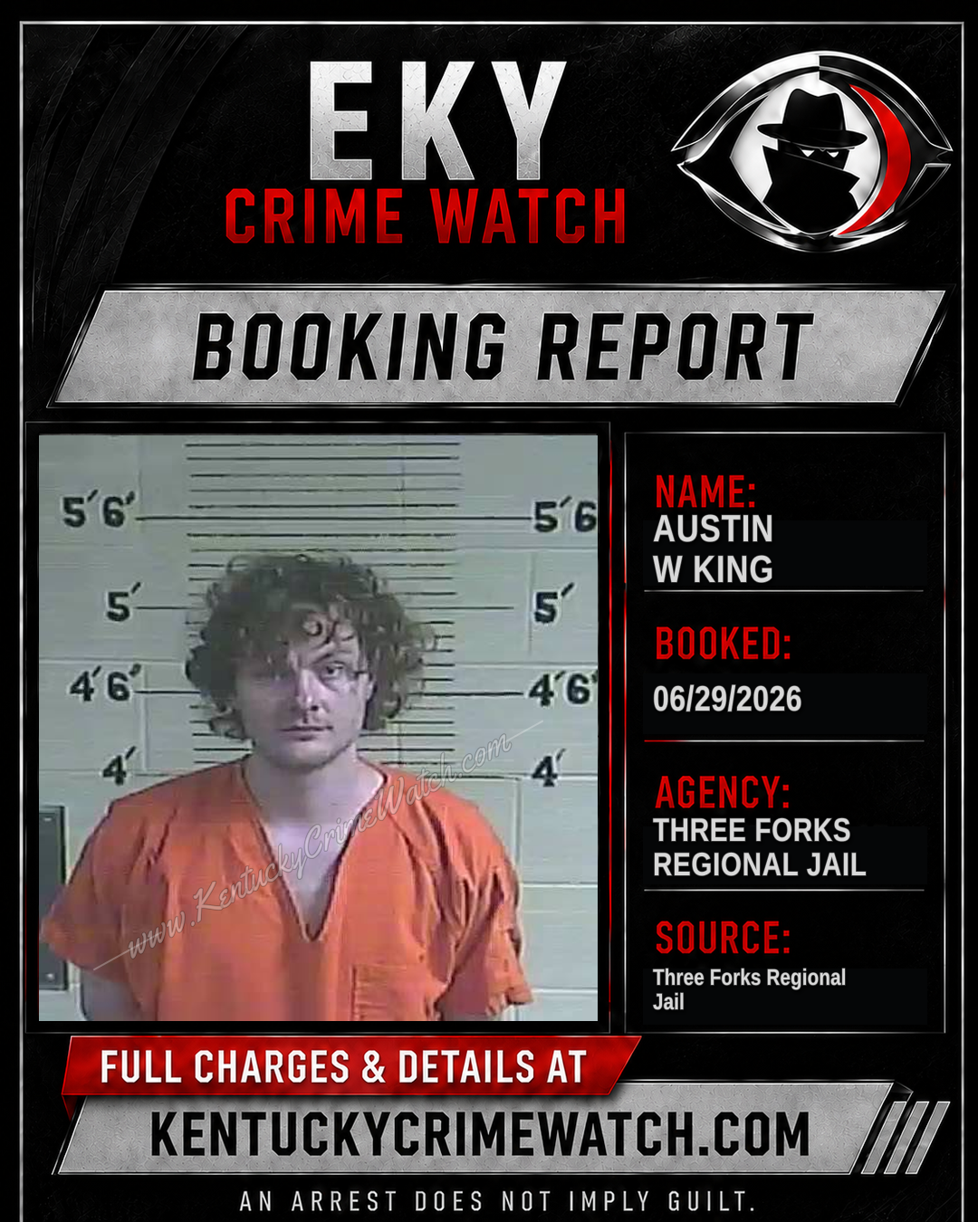 Austin W King booking report card
