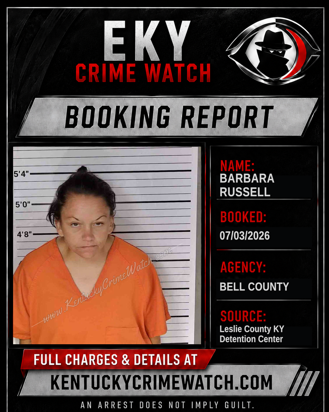 BARBARA RUSSELL booking report card