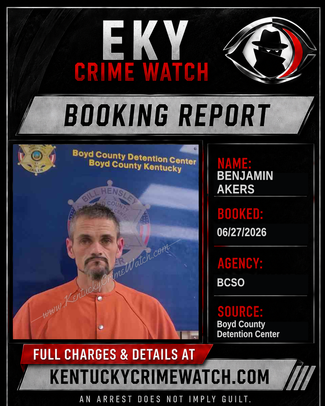 BENJAMIN AKERS booking report card