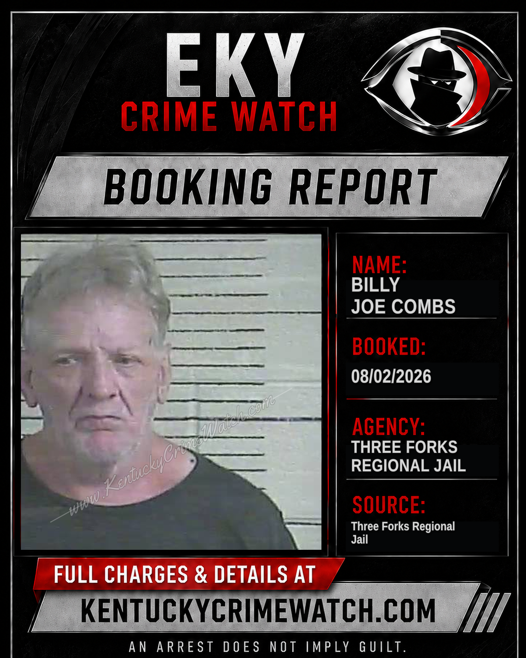 Billy Joe Combs booking report card