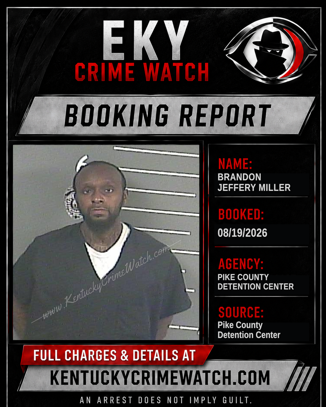 BRANDON JEFFERY MILLER booking report card