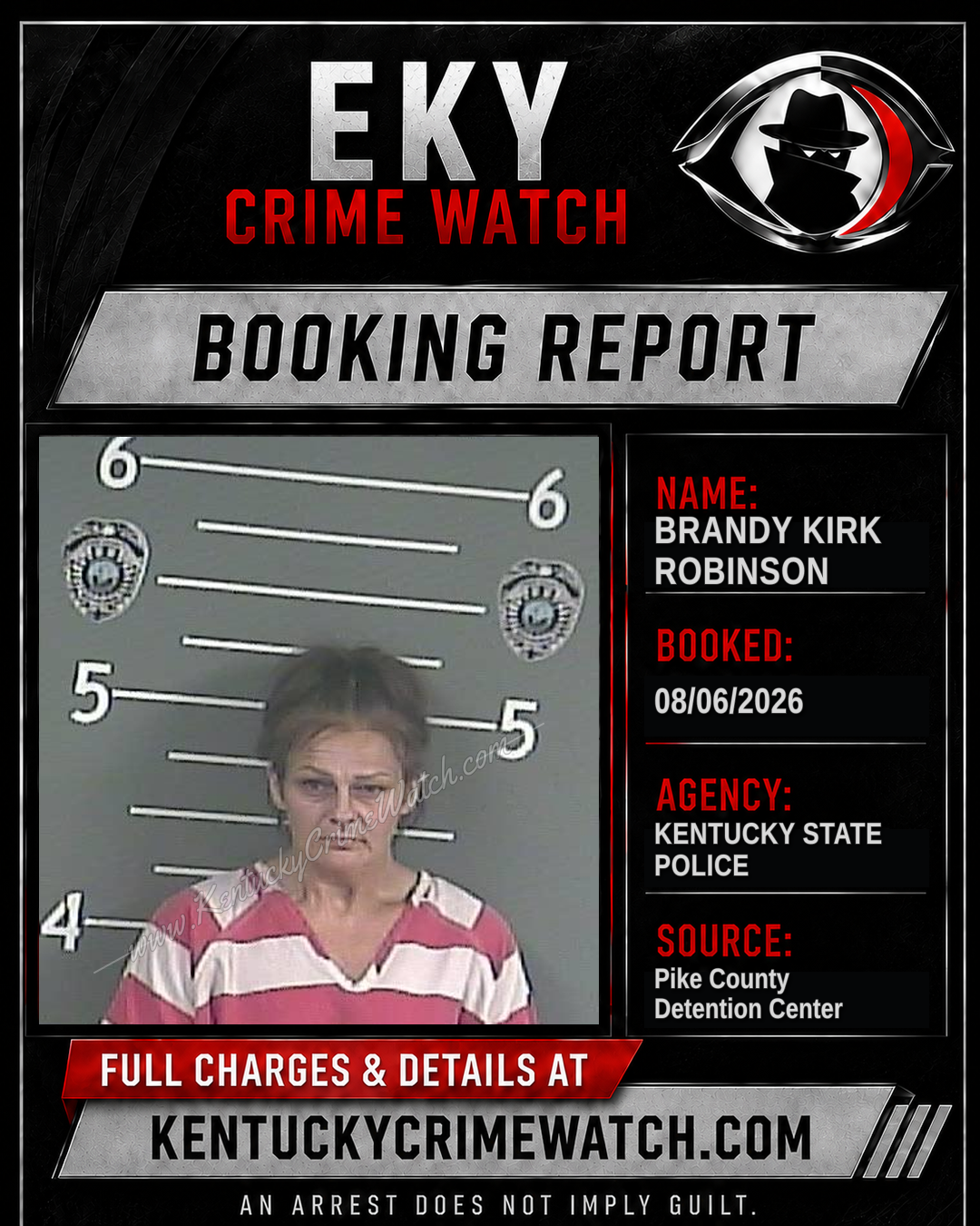 BRANDY KIRK ROBINSON booking report card