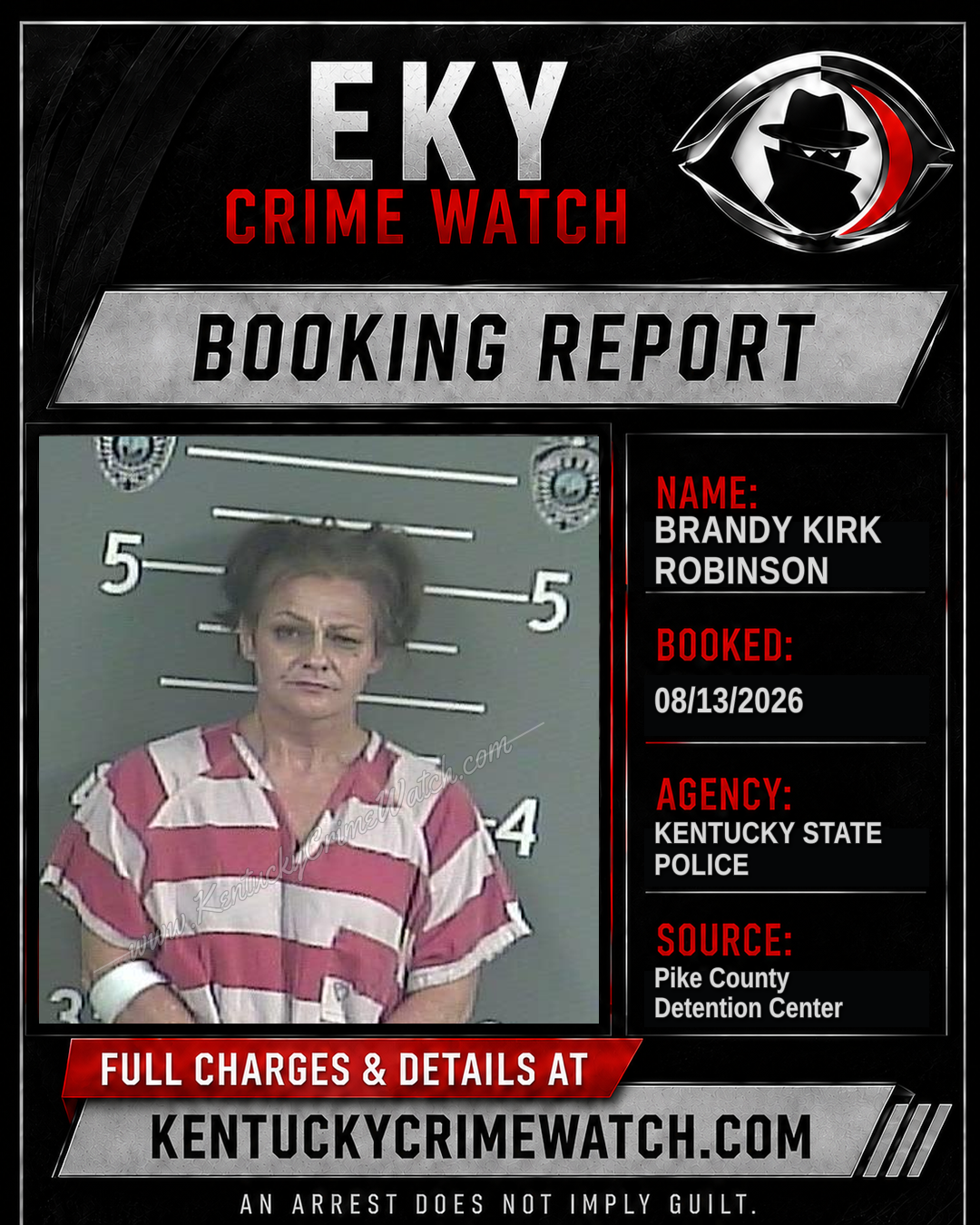 BRANDY KIRK ROBINSON booking report card