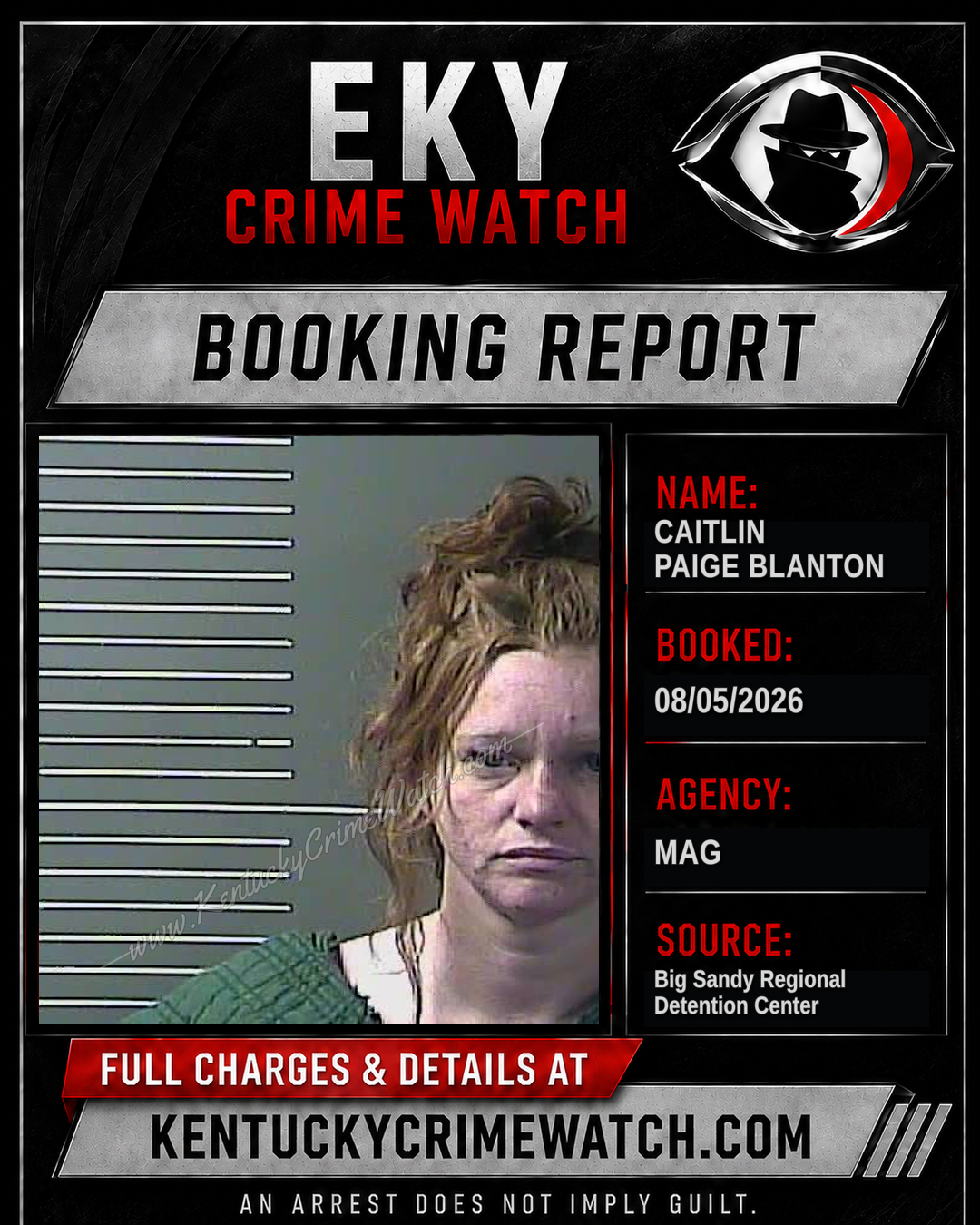 CAITLIN PAIGE BLANTON booking report card