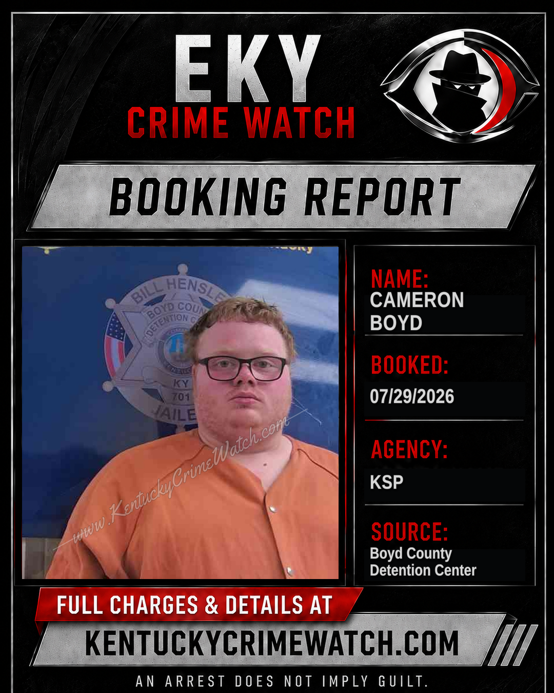 CAMERON BOYD booking report card