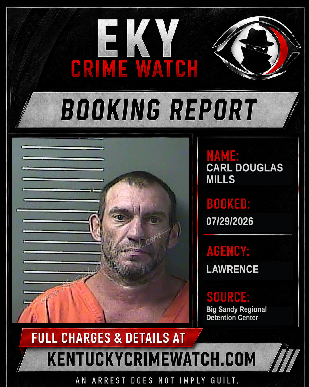 CARL DOUGLAS MILLS booking report card