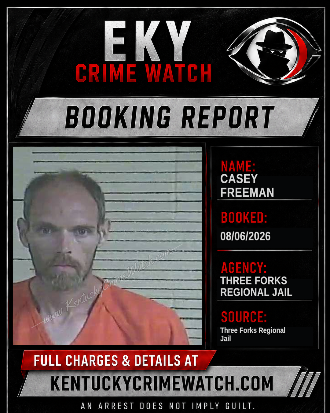 Casey Freeman booking report card