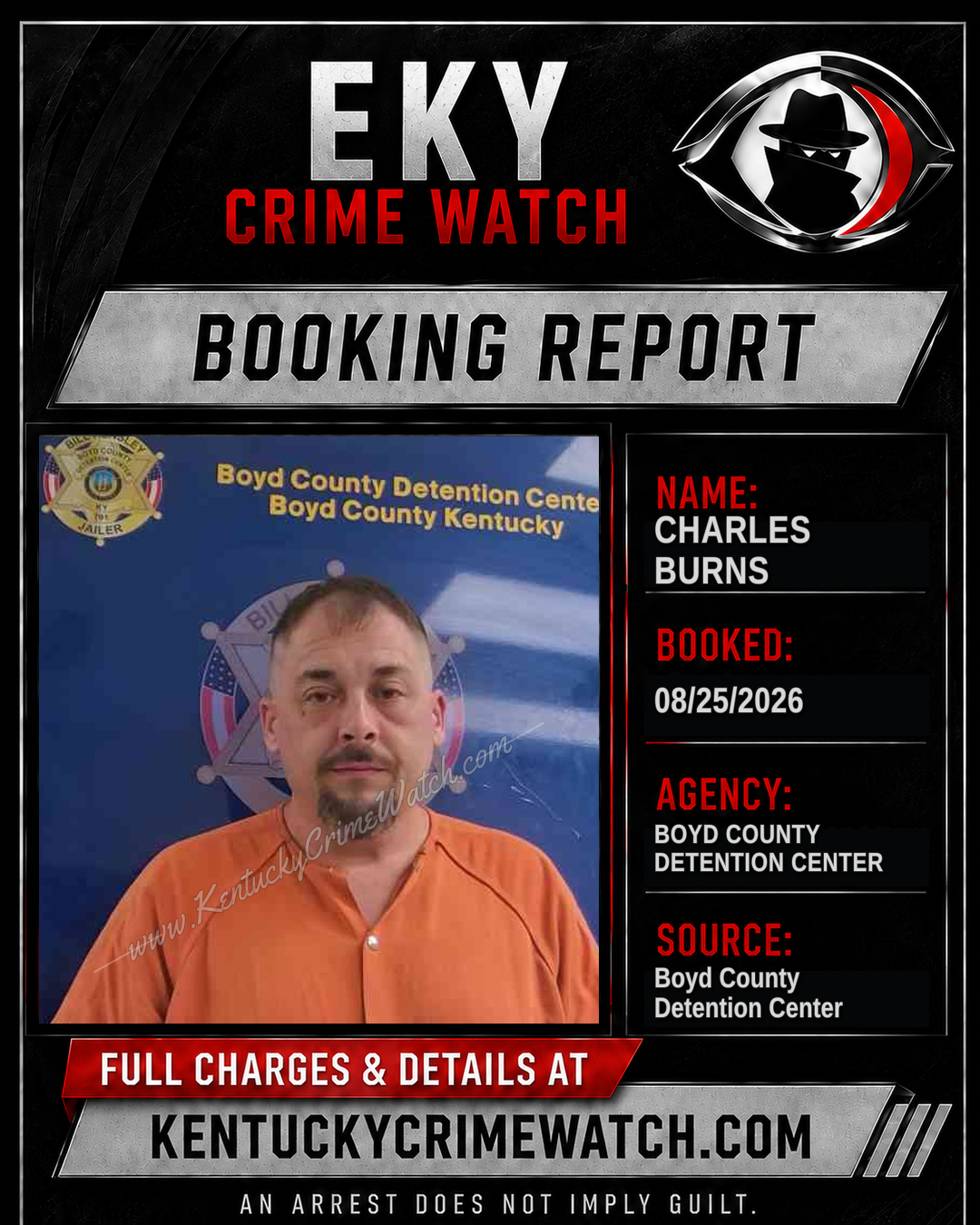 CHARLES BURNS booking report card