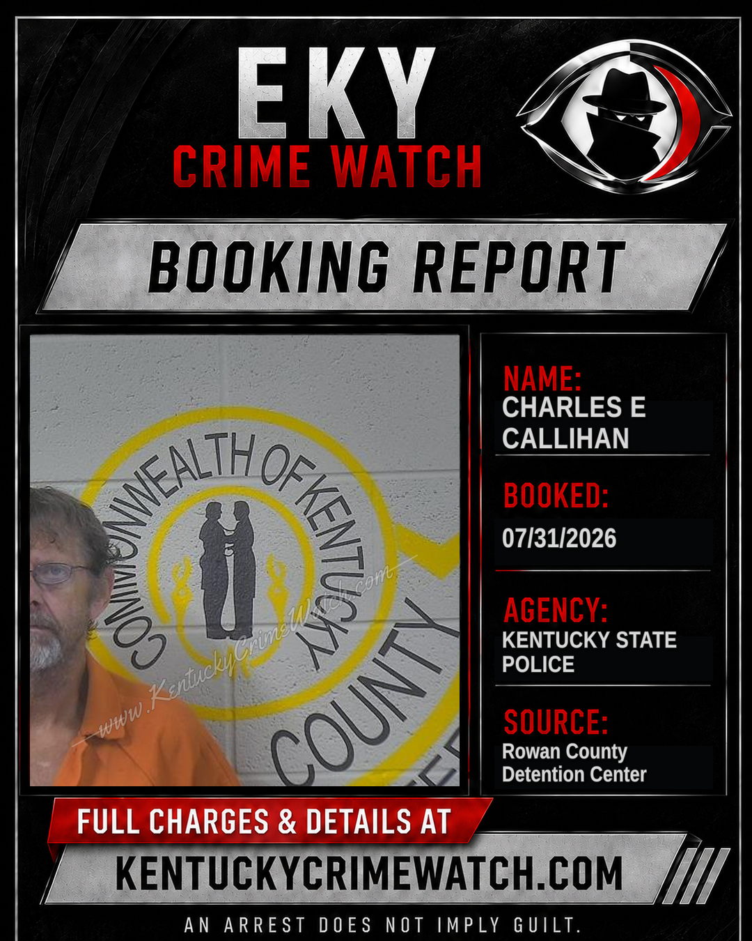 CHARLES E CALLIHAN booking report card