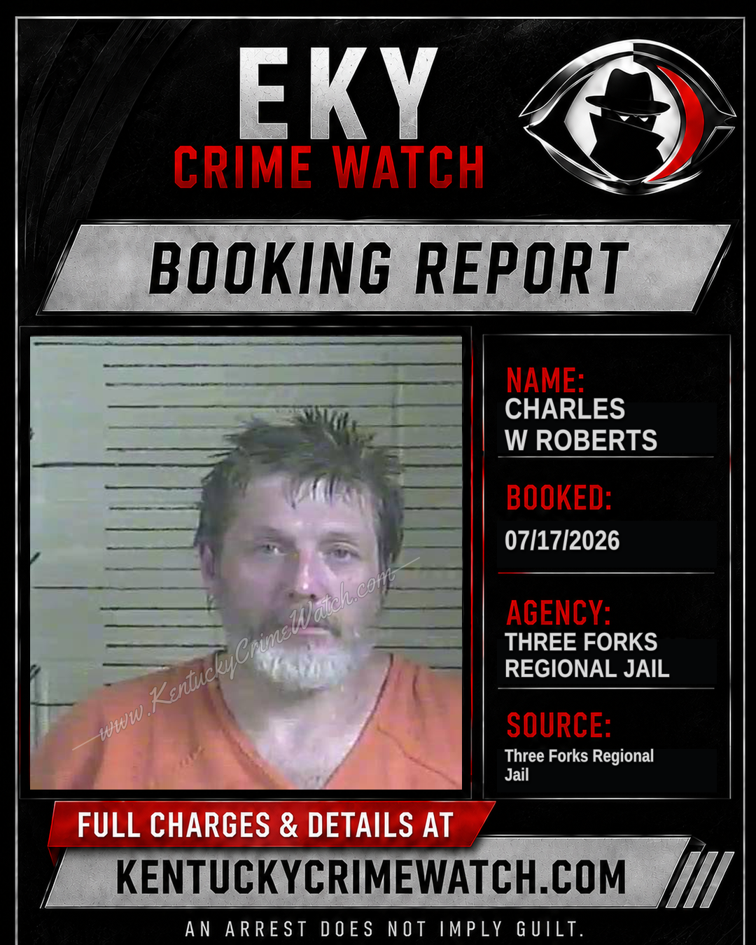 Charles W Roberts booking report card