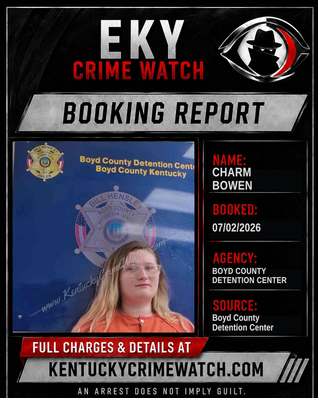CHARM BOWEN booking report card