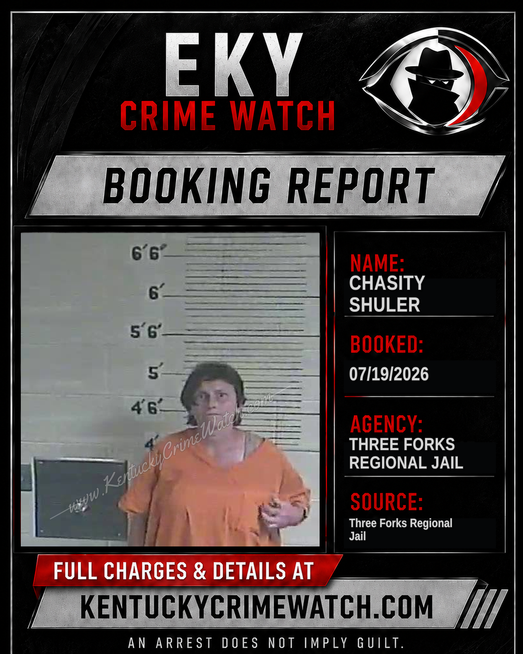 Chasity Shuler booking report card