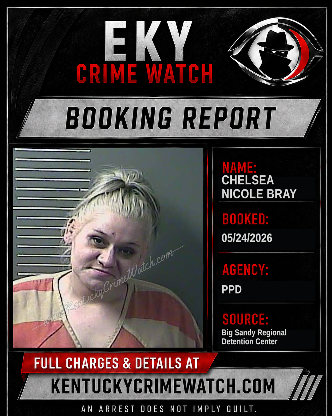 CHELSEA NICOLE BRAY booking report card
