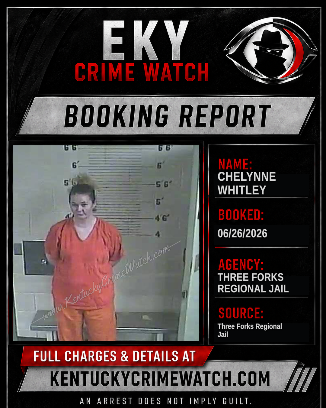 Chelynne Whitley booking report card