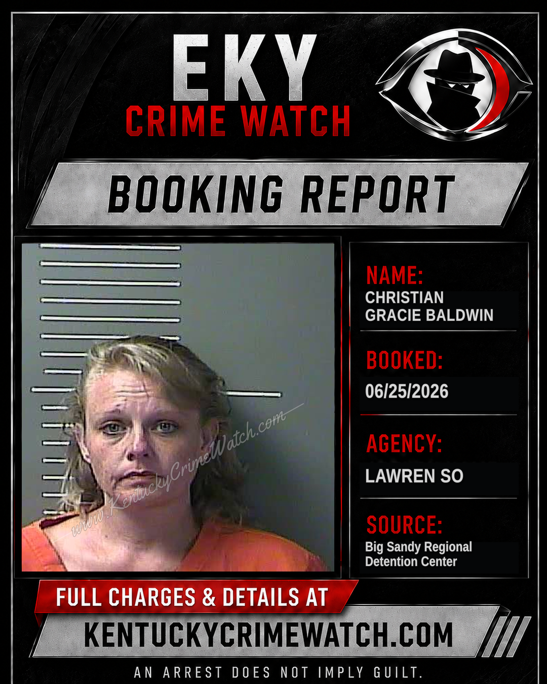CHRISTIAN GRACIE BALDWIN booking report card