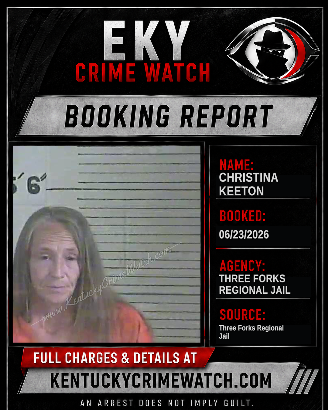 Christina Keeton booking report card