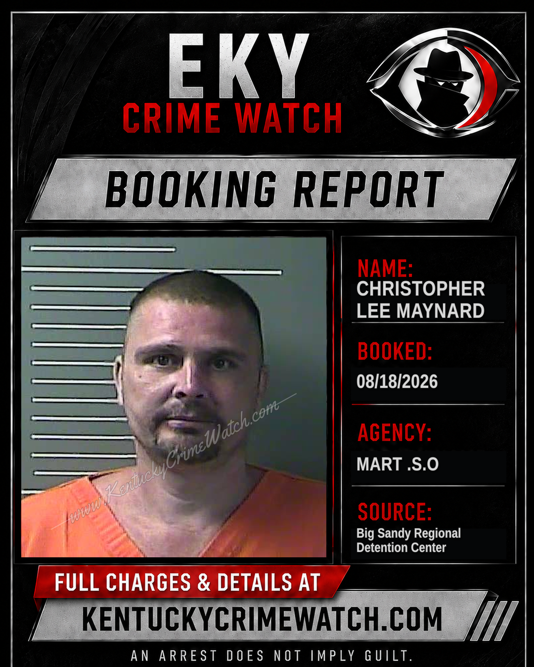 CHRISTOPHER LEE MAYNARD booking report card