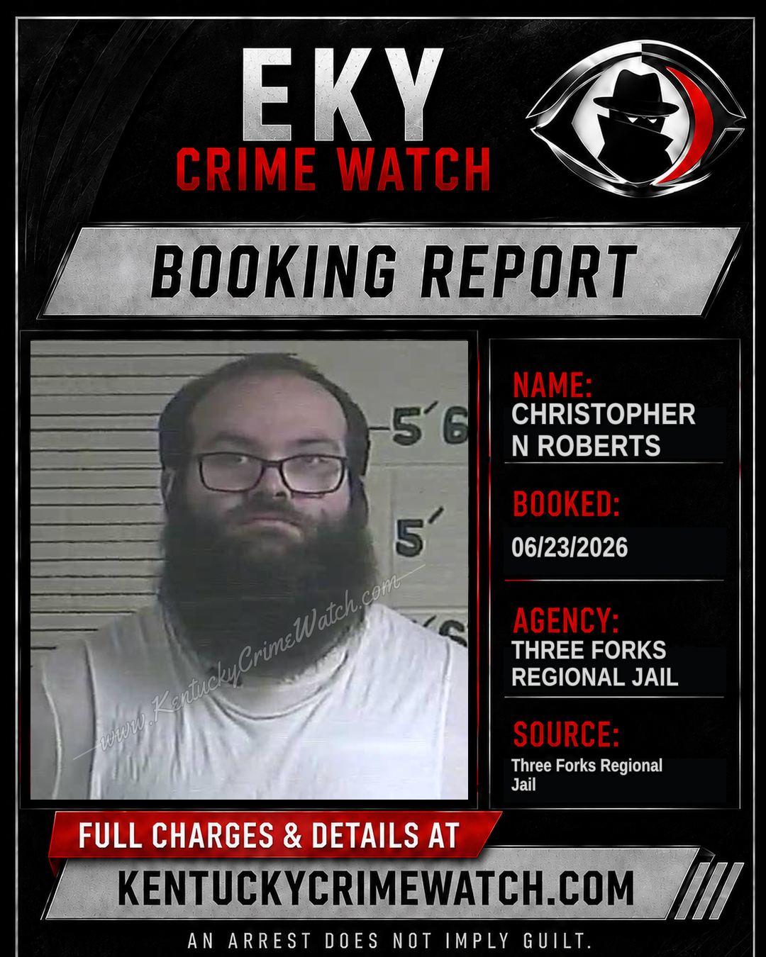 Christopher N Roberts booking report card