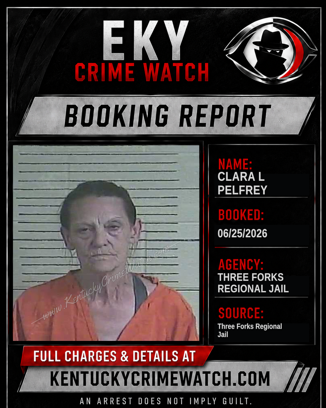 Clara L Pelfrey booking report card