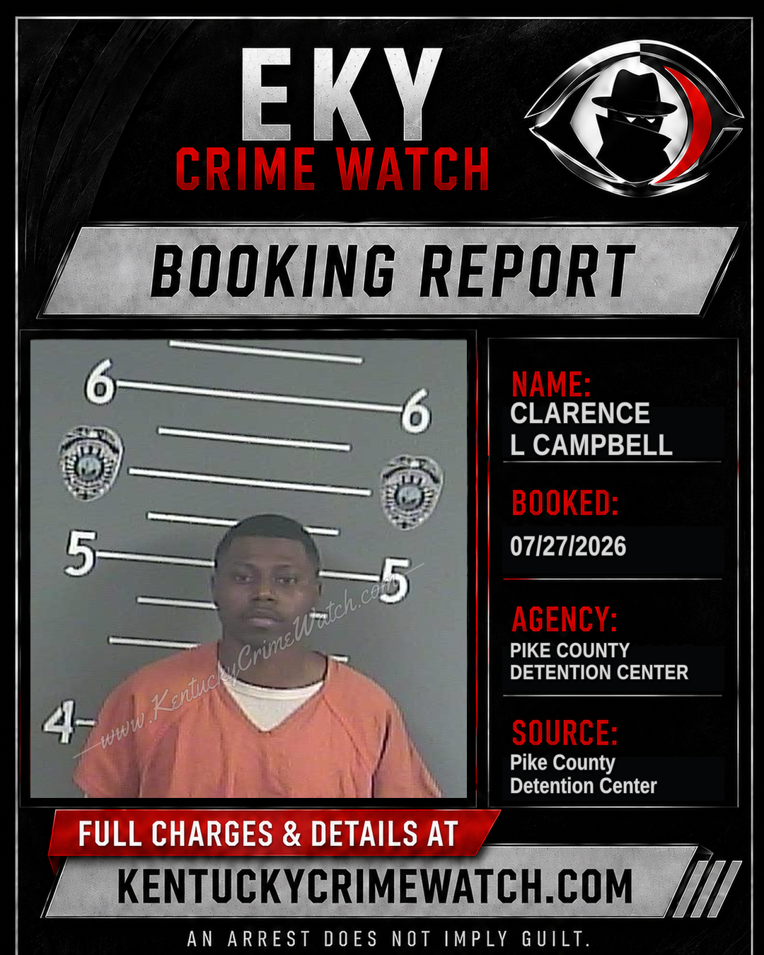 CLARENCE L CAMPBELL booking report card