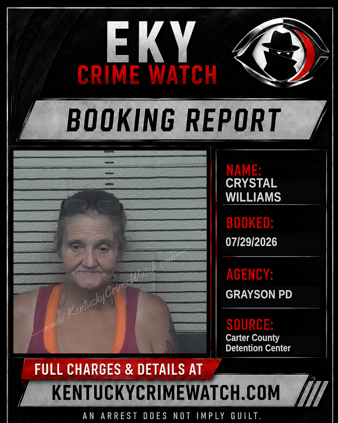 CRYSTAL WILLIAMS booking report card