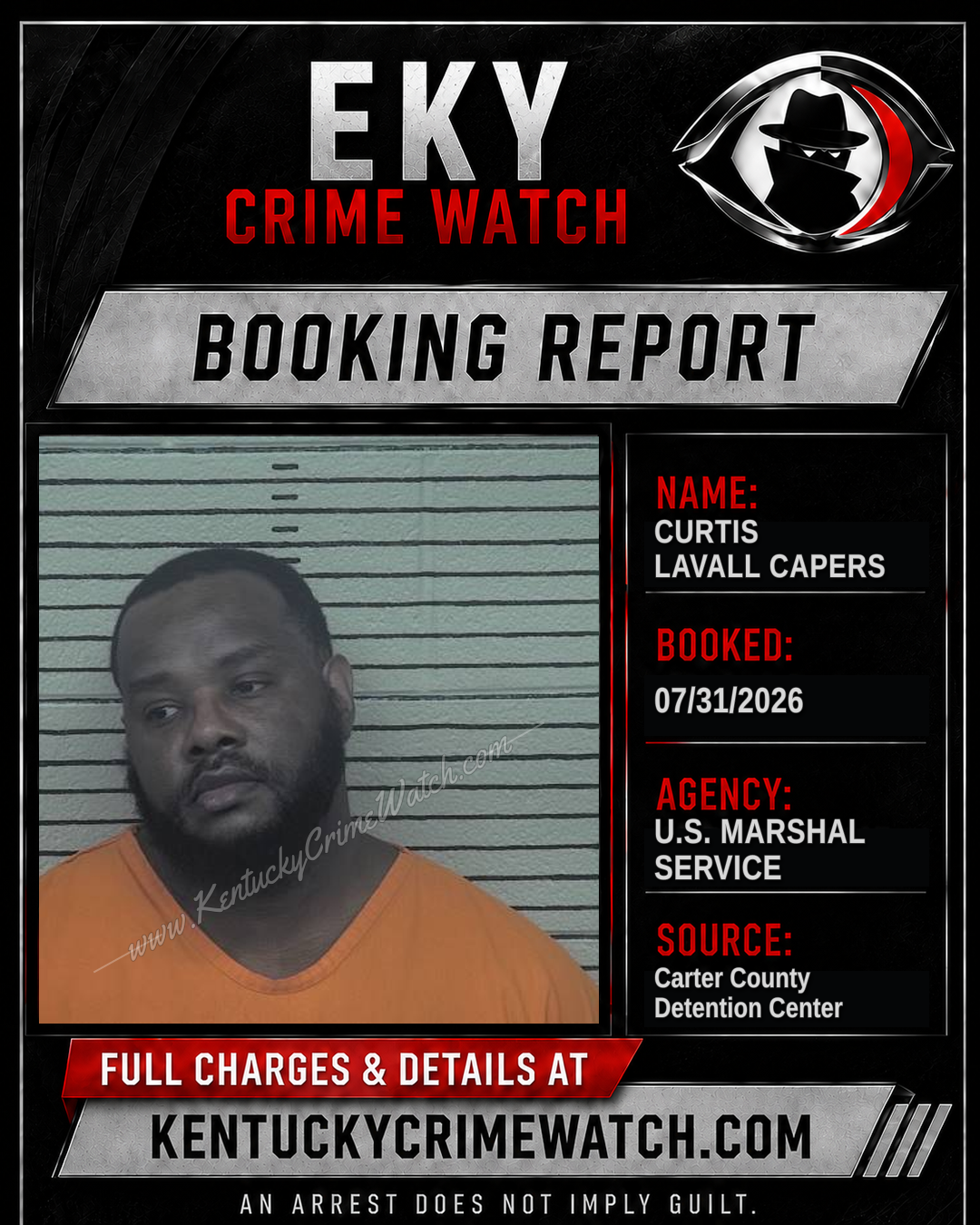 CURTIS LAVALL CAPERS booking report card