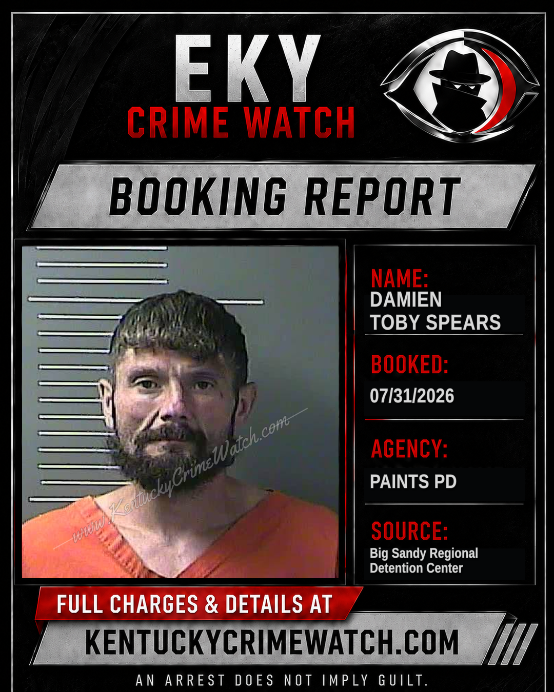 DAMIEN TOBY SPEARS booking report card