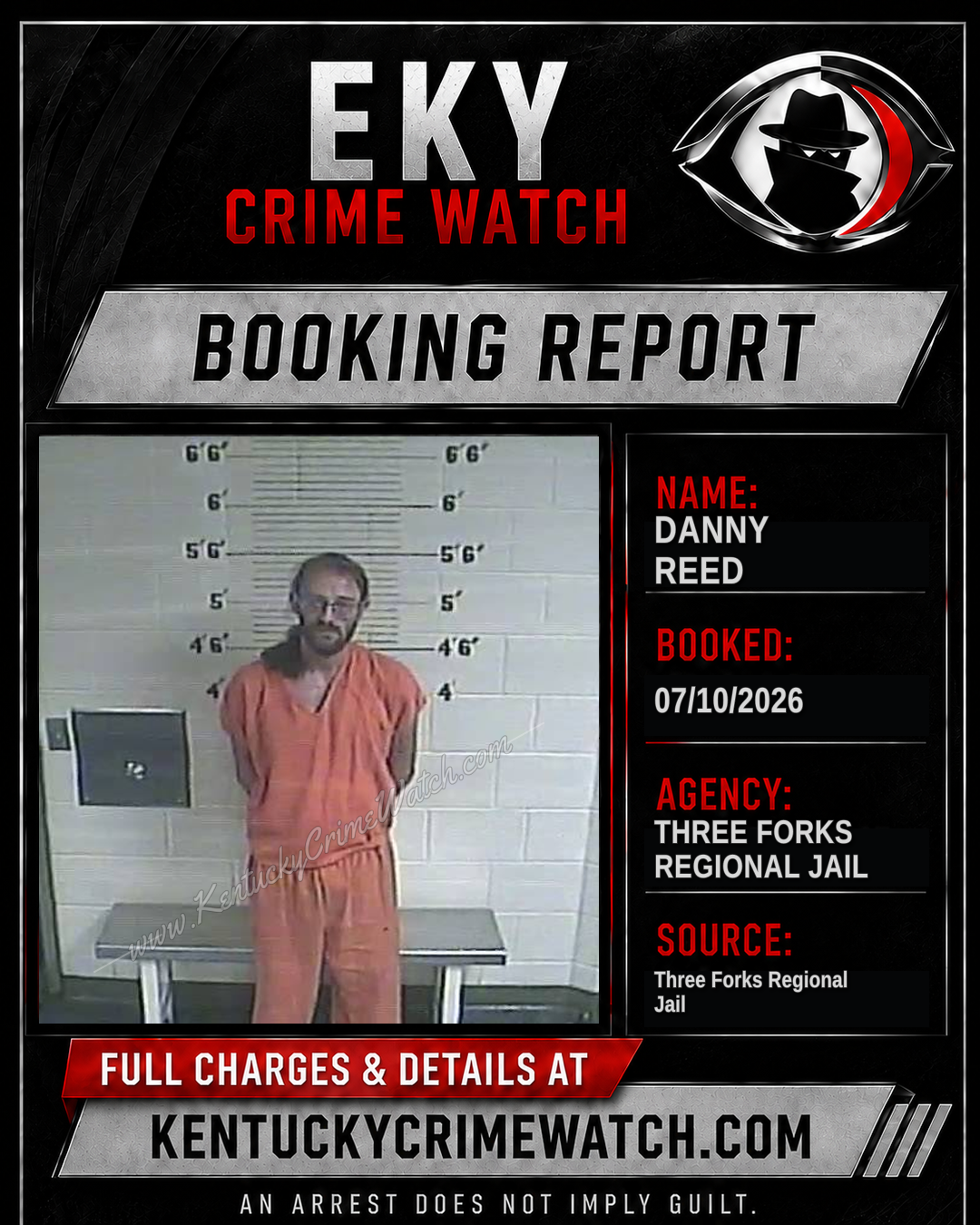 Danny Reed booking report card