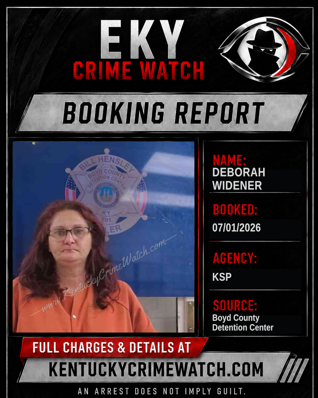 DEBORAH WIDENER booking report card