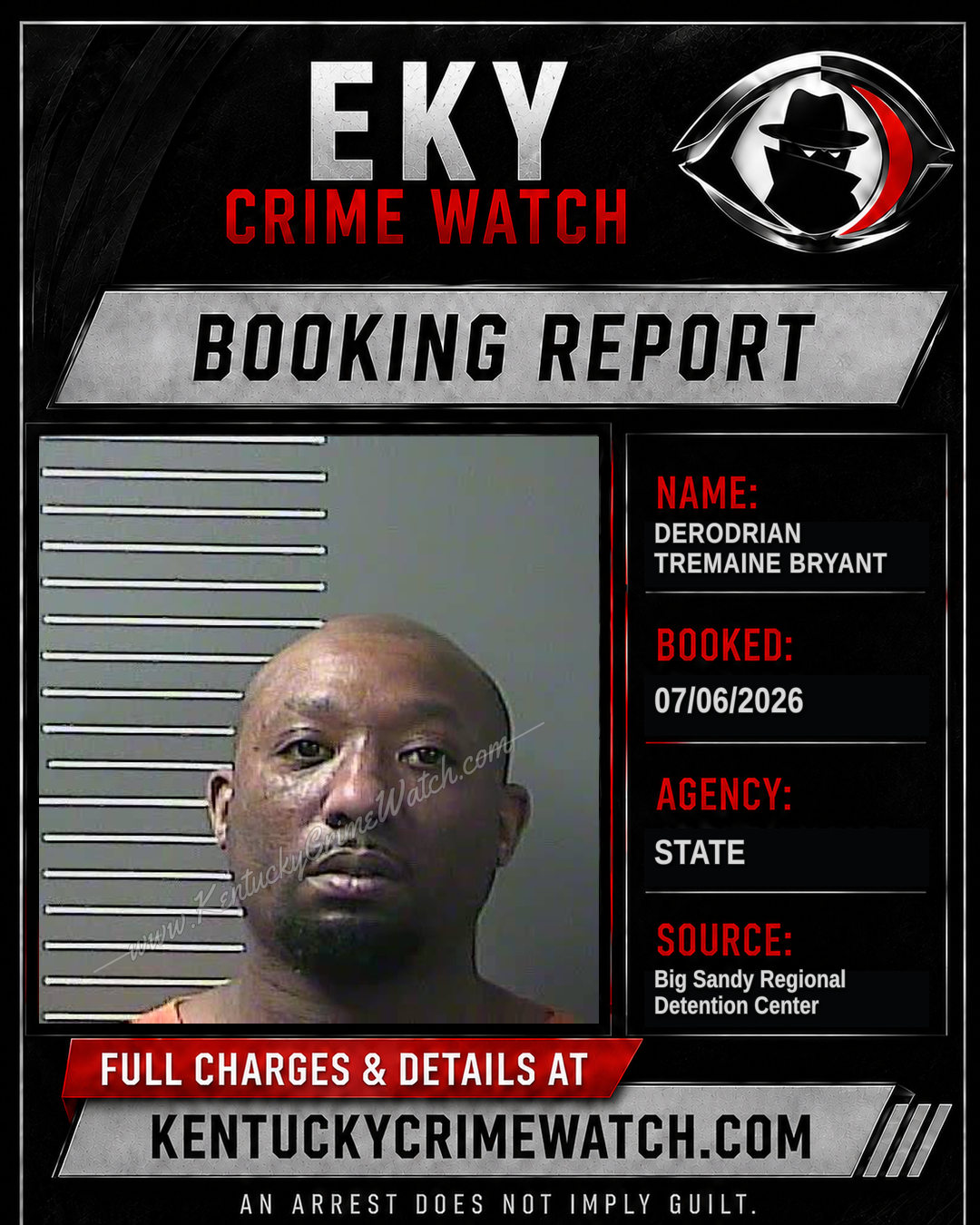 DERODRIAN TREMAINE BRYANT booking report card