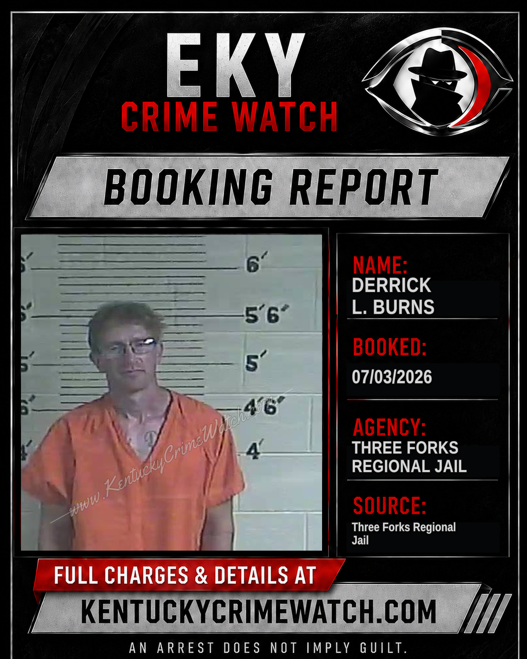 Derrick L. Burns booking report card