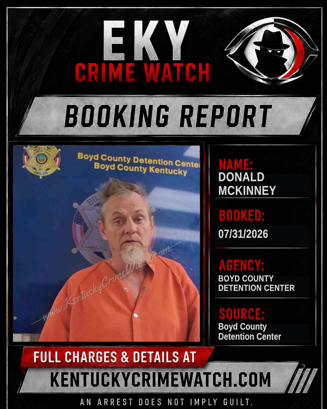 DONALD MCKINNEY booking report card