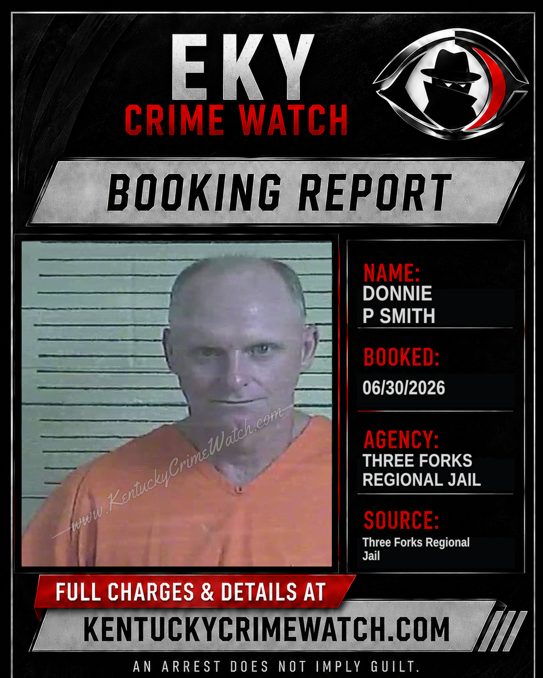 Donnie P Smith booking report card