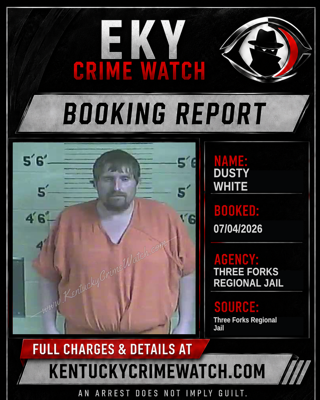 Dusty White booking report card