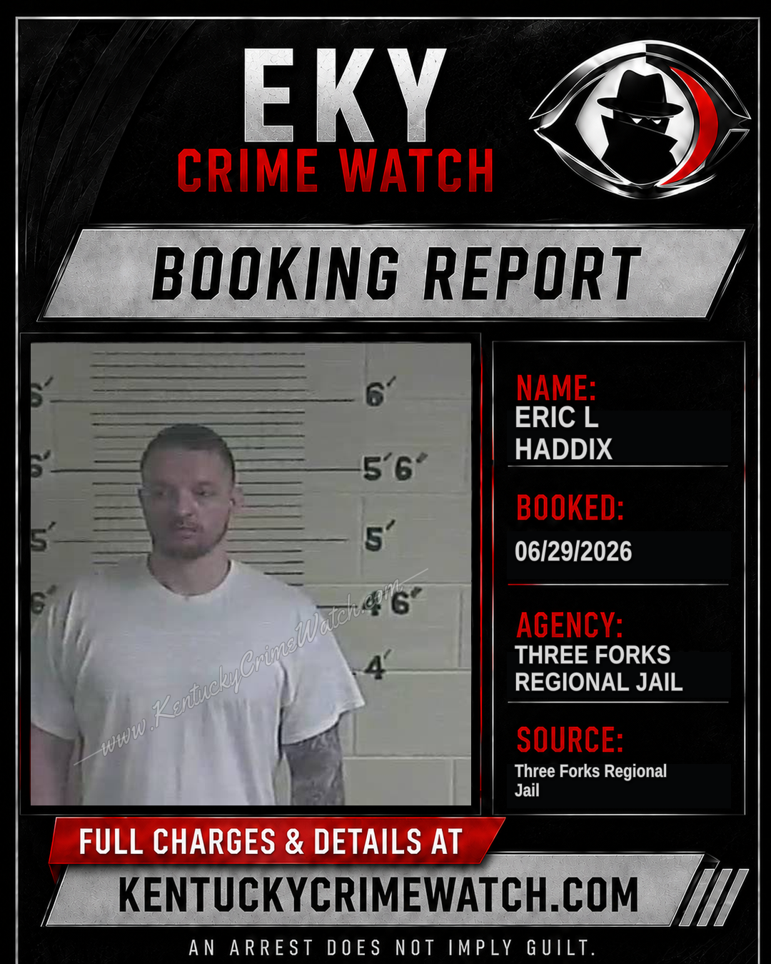 Eric L Haddix booking report card